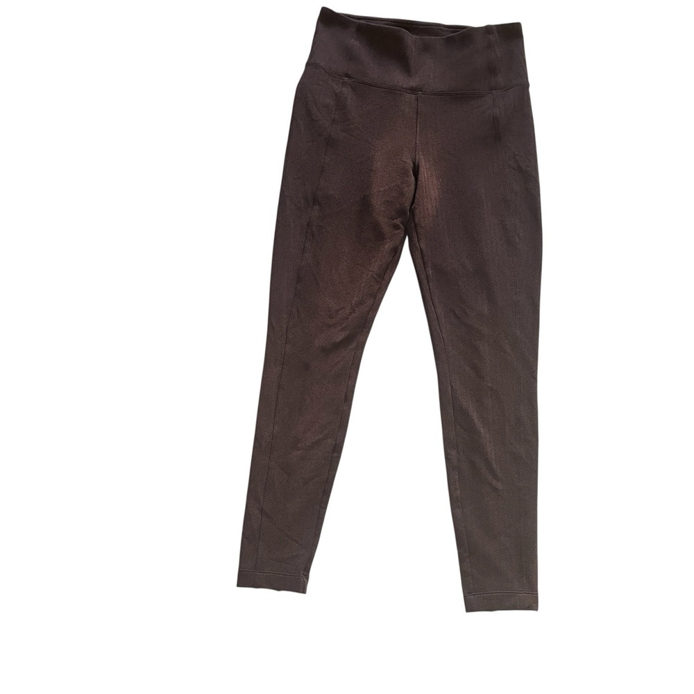 Athleta Women's Size S Delancey Herringbone Tight Brown Zip Pocket Legging Ankle